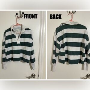 Abercrombie & Fitch -Soft A&F Collection Green and white stripped sweater. SMALL